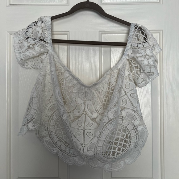 VAVA White Lace Off The Shoulder Blouse - Picture 3 of 3